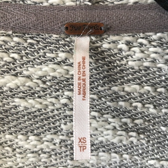 Free People Loop Knit Raw Trim Grey Open Cardigan - Picture 8 of 9